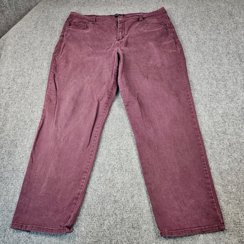Gloria Vanderbilt Amanda High Rise‎ Tapered Jeans Burgundy Plum Womens 18W Plus